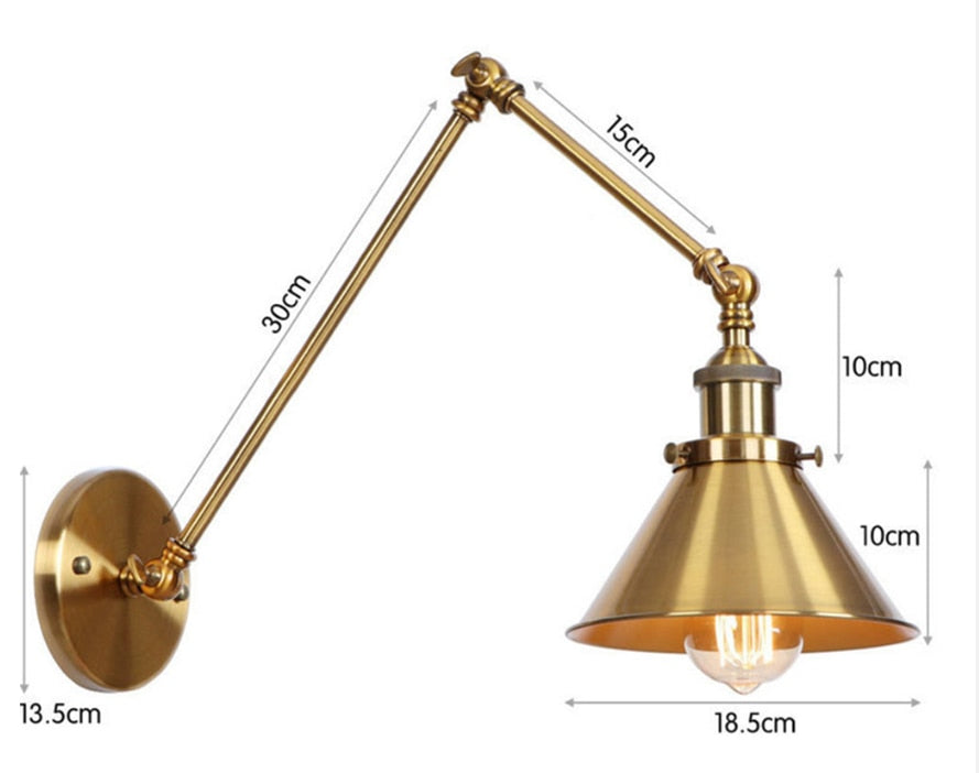 SkandiShop Adjustable Wall Lamp Sconce Iron Loft